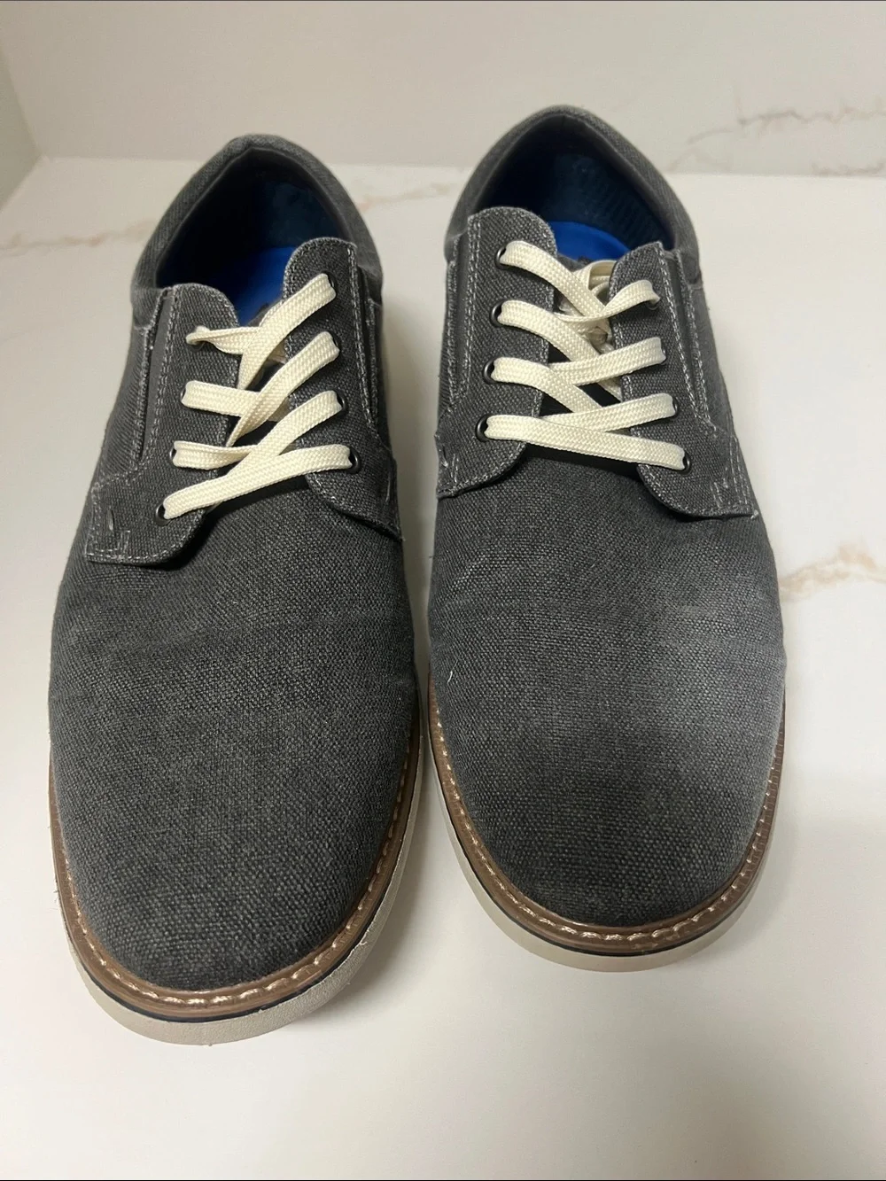 Nunn Bush Gray Canvas Derby Shoes with Cream Laces